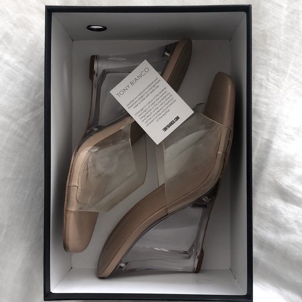 Tony Bianco wedged clear heels size 9 but fits like an 8 or 8.5.